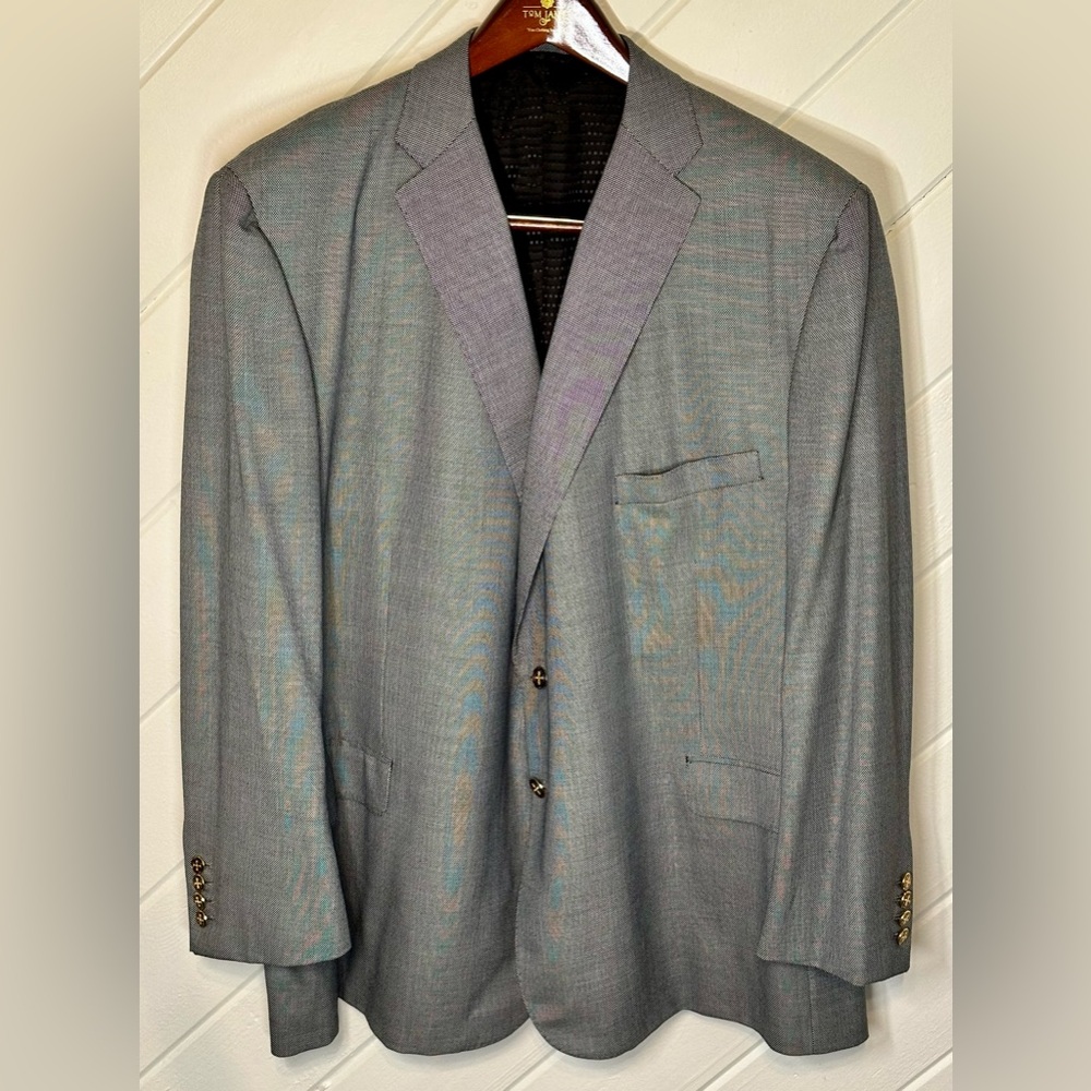 Men’s Oxford Clothes Blazer in Gray, Custom Tailored to Size 56L